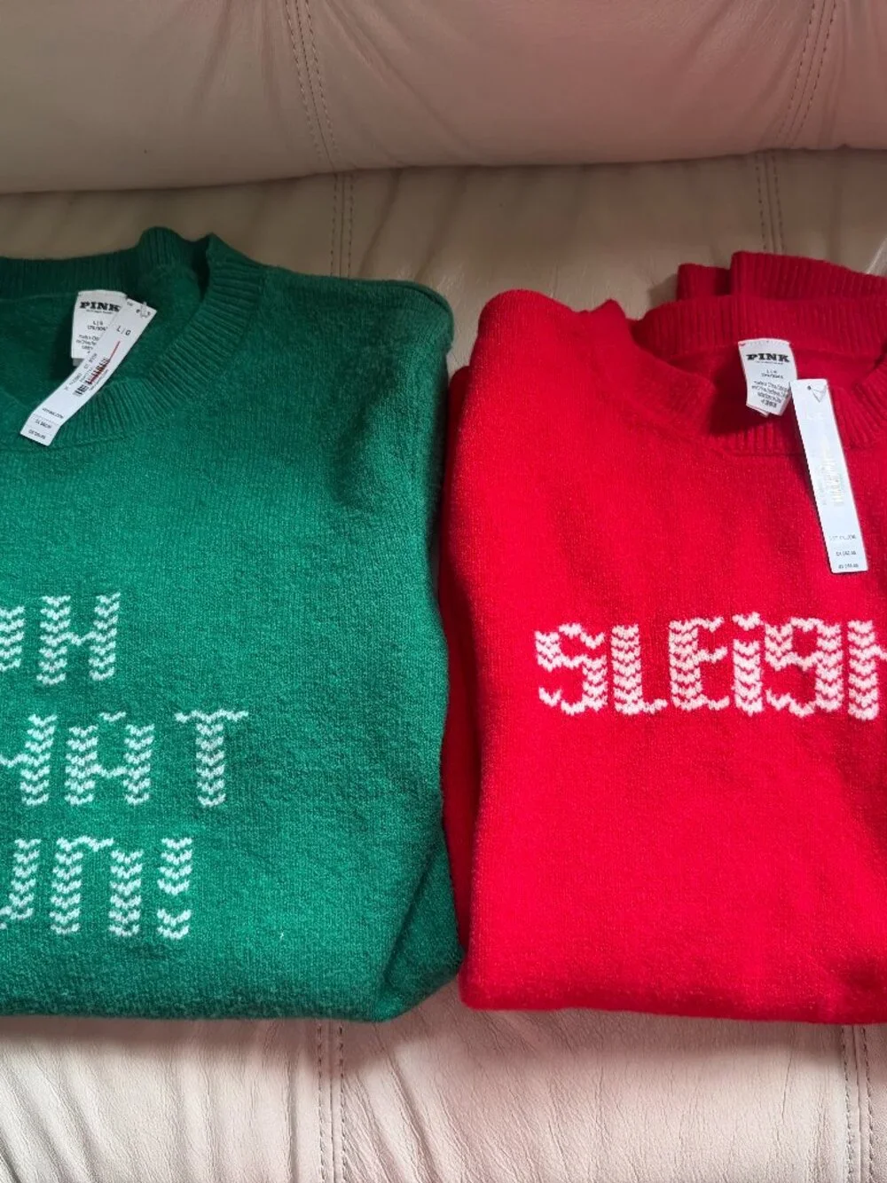 TWO (2) of PINK Victoria Secret Collegiate Knit Crewneck Sweater NEW with TAGS - Picture 2 of 12
